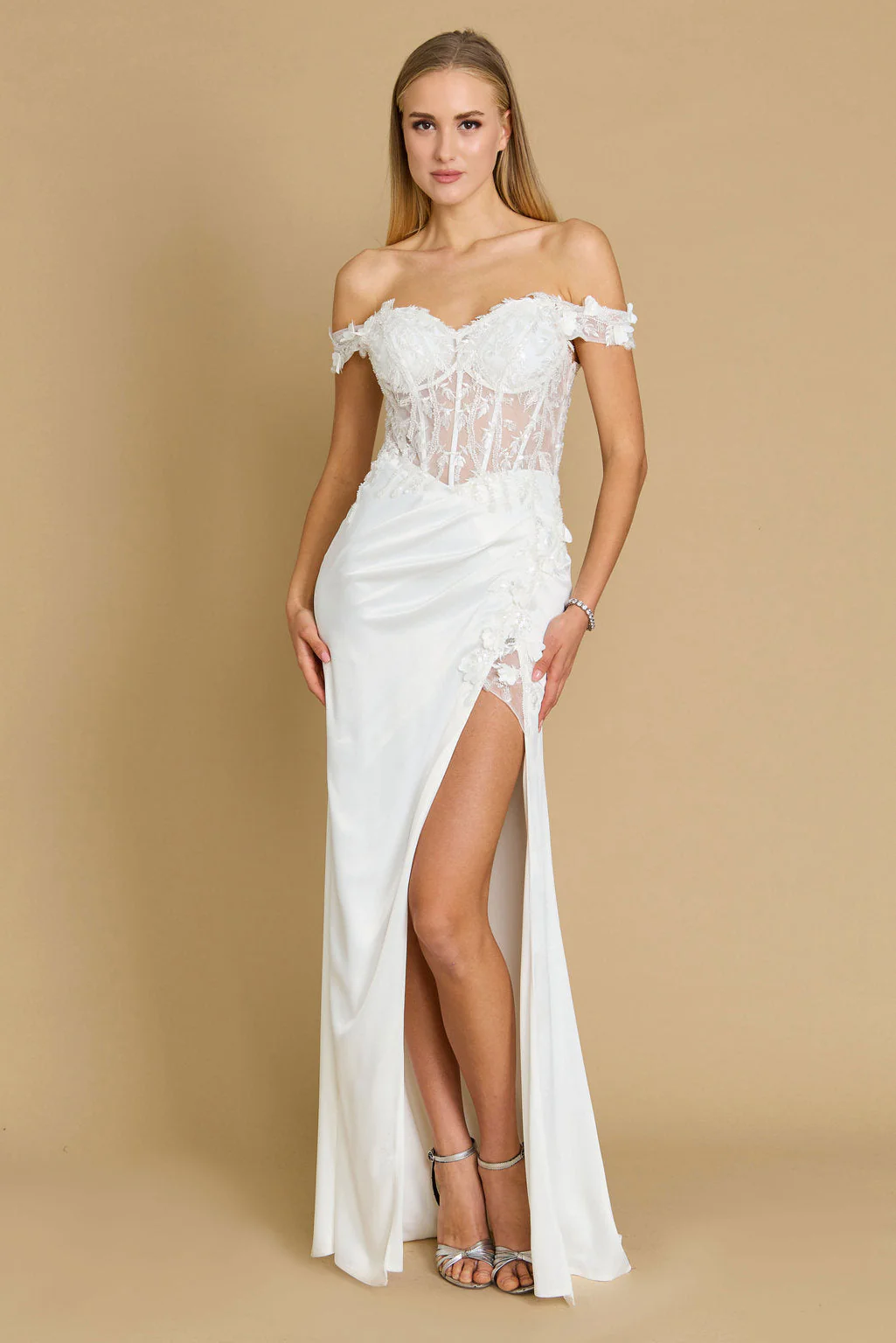 Fitted Corset Off the Shoulder Formal Gown
