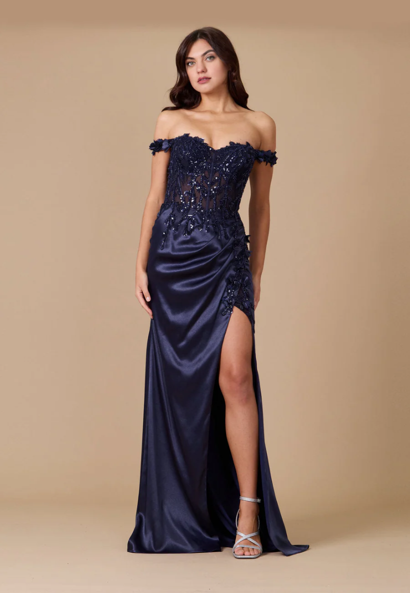 Fitted Corset Off the Shoulder Formal Gown