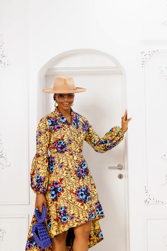 Moyo African Print Hi-Low Wrap Dress