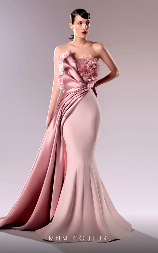 Pleated Long Mermaid Gown