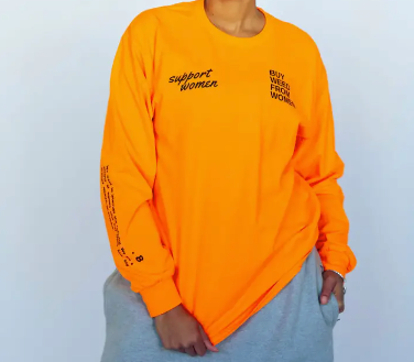 Buy Weed From Women™ "Support Women" Orange Long Sleeve Tee