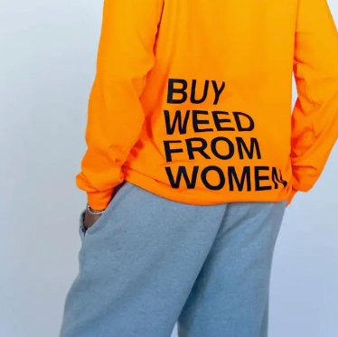 Buy Weed From Women™ "Support Women" Orange Long Sleeve Tee