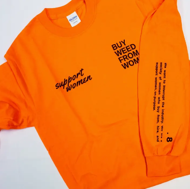 Buy Weed From Women™ "Support Women" Orange Long Sleeve Tee