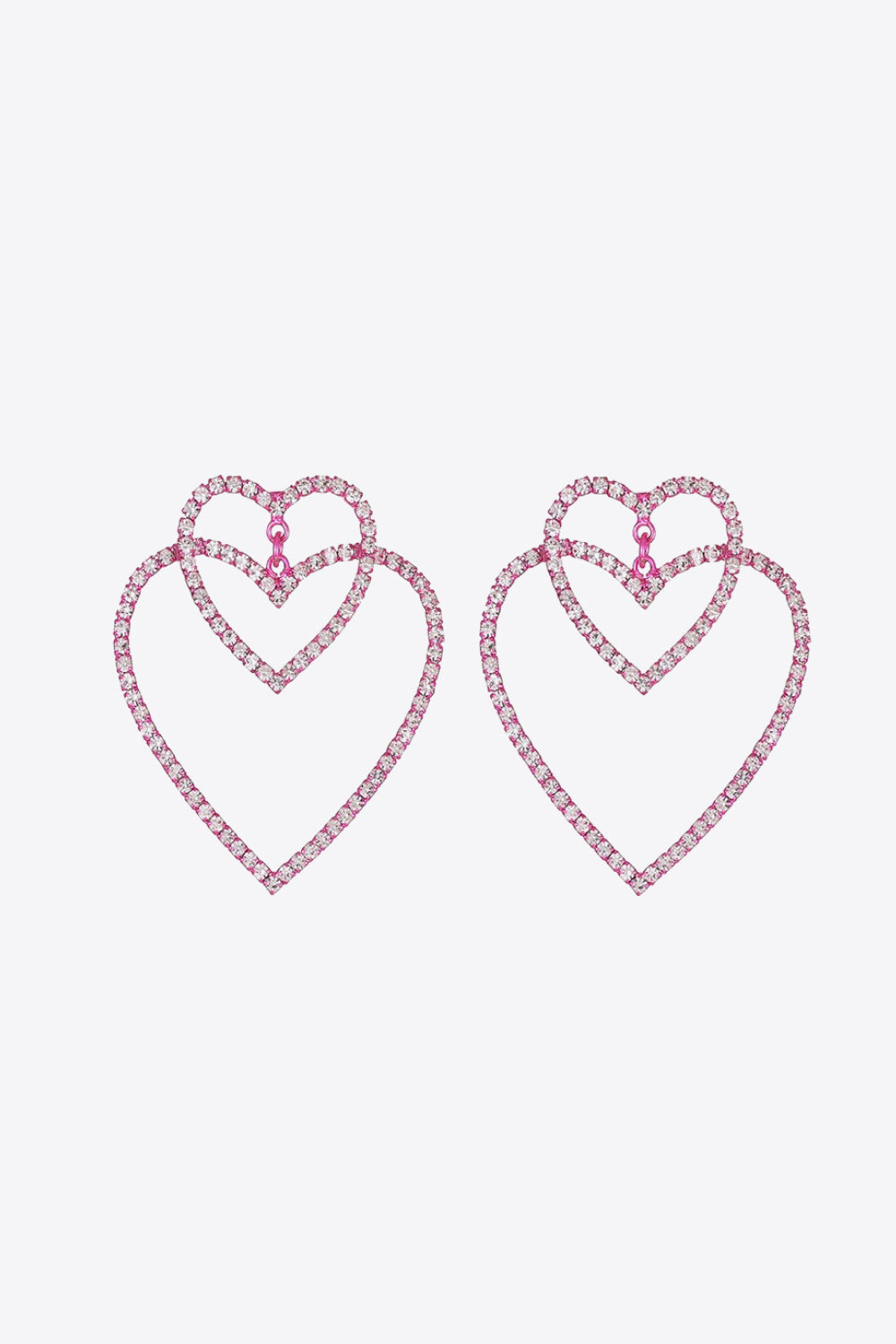 Glass Stone Decor Heart Copper Earrings