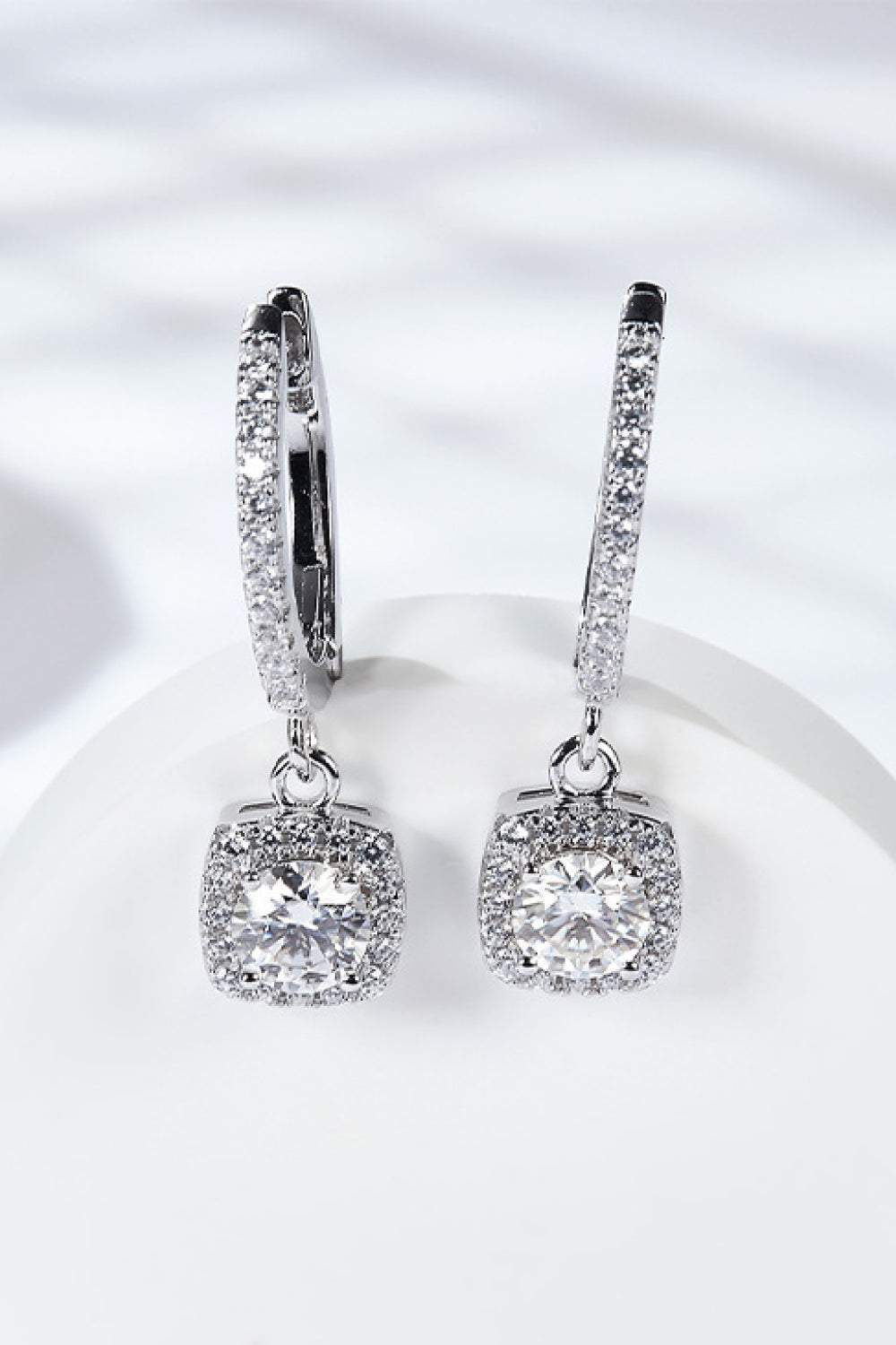 Moissanite Huggie Drop Earrings